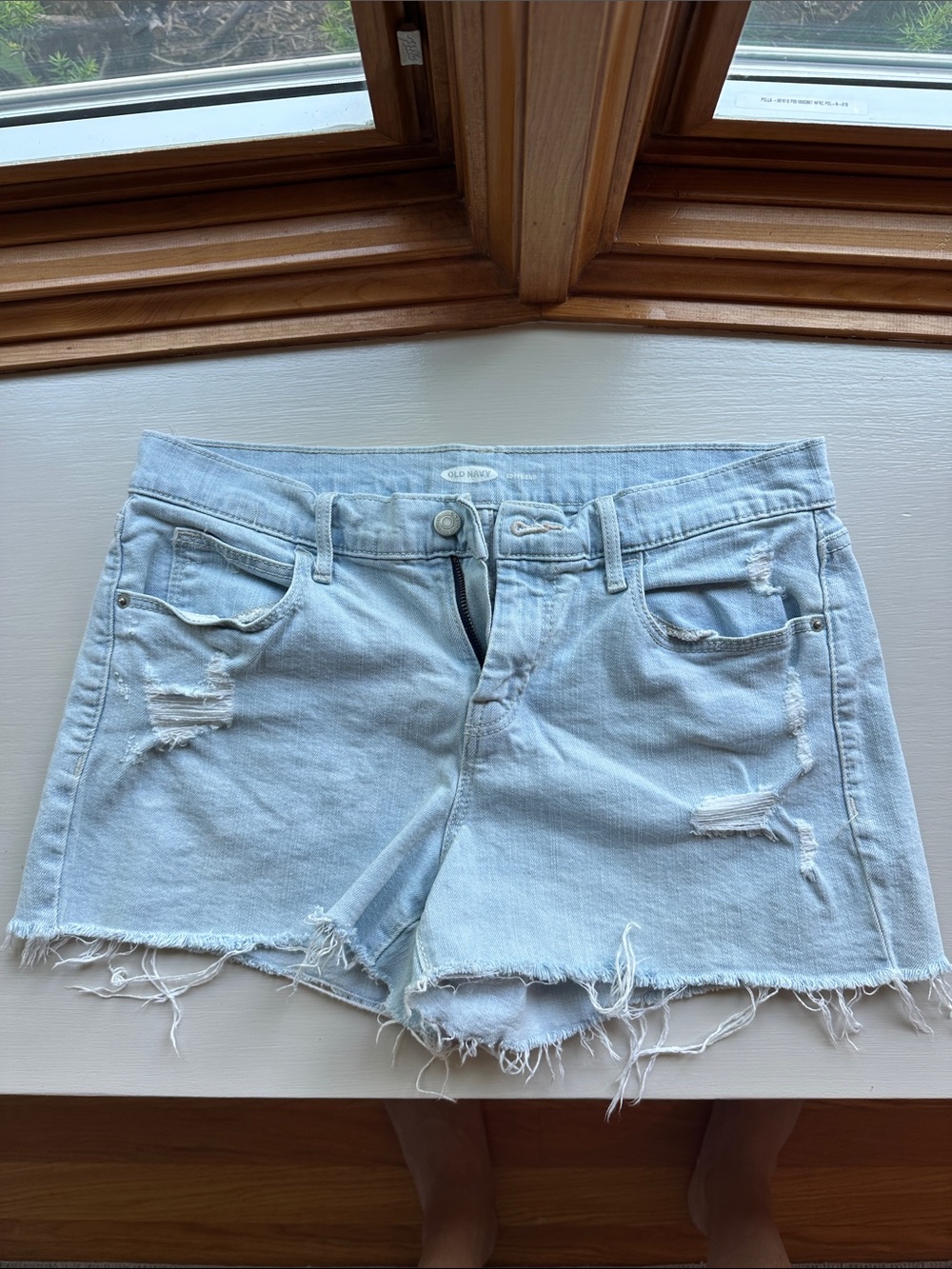 Old Navy Light Blue Distressed Denim Shorts
